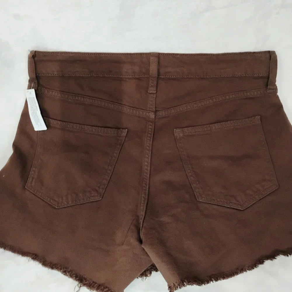Arizona Juniors 11 Brown High Rise Denim Shorts Frayed Hem 2.5 Inseam New W